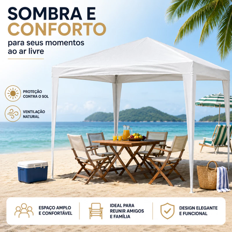 Tenda Gazebo 2,4 Metros para Camping Eventos e Praia Montável — foto 4