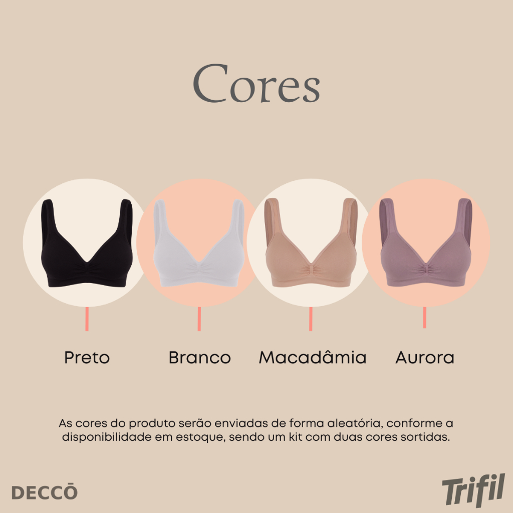 Kit Com 2 Top Sutia Trifil Daily Com Bojo Modelo Sem Costura E Sem Aro · foto 2