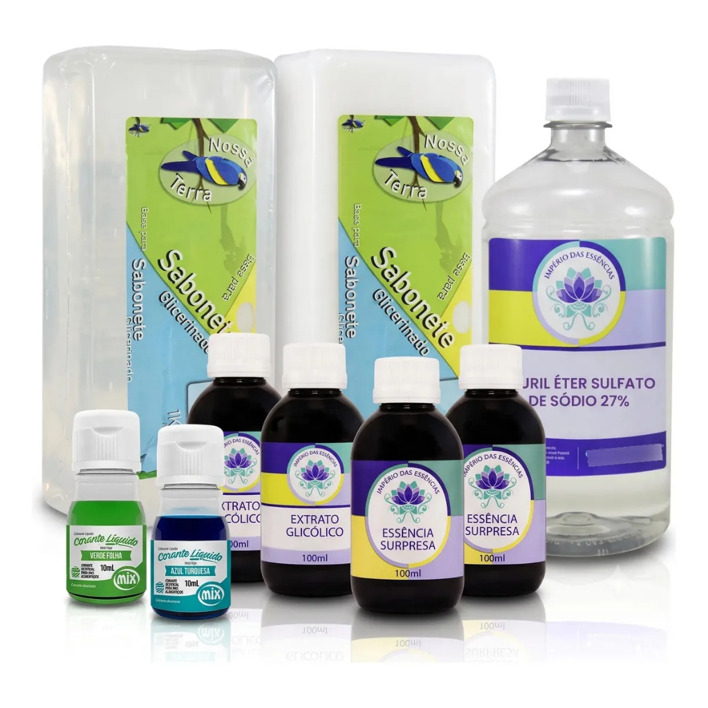 Kit Sabonete Artesanal Base Glicerinada, Essência, Corante, Lauril E Extrato