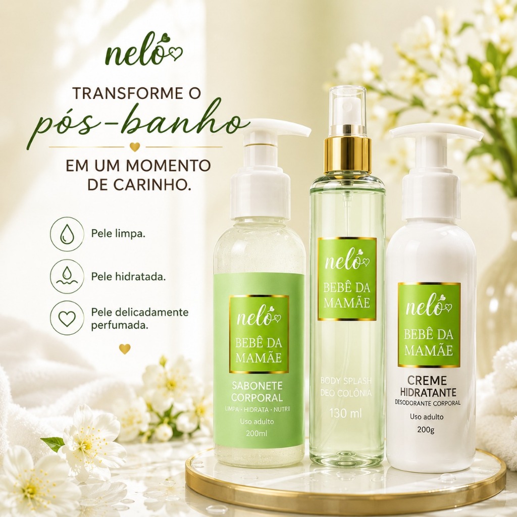 Kit ou Avulso Sabonete Corporal, Body Splash e Creme Hidratante Bebê da Mamãe | Aquele Cheirinho de bebê — imagem 2 de 2