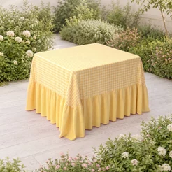 Toalha De Mesa Com Babado Decoração Festa Estampa Xadrez 0,70x0,70