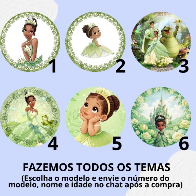 Adesivo personalizado de festa infantil e lembrancinha - tag de papel personalizada - Princesa e o Sapo - Princesa Tiana
