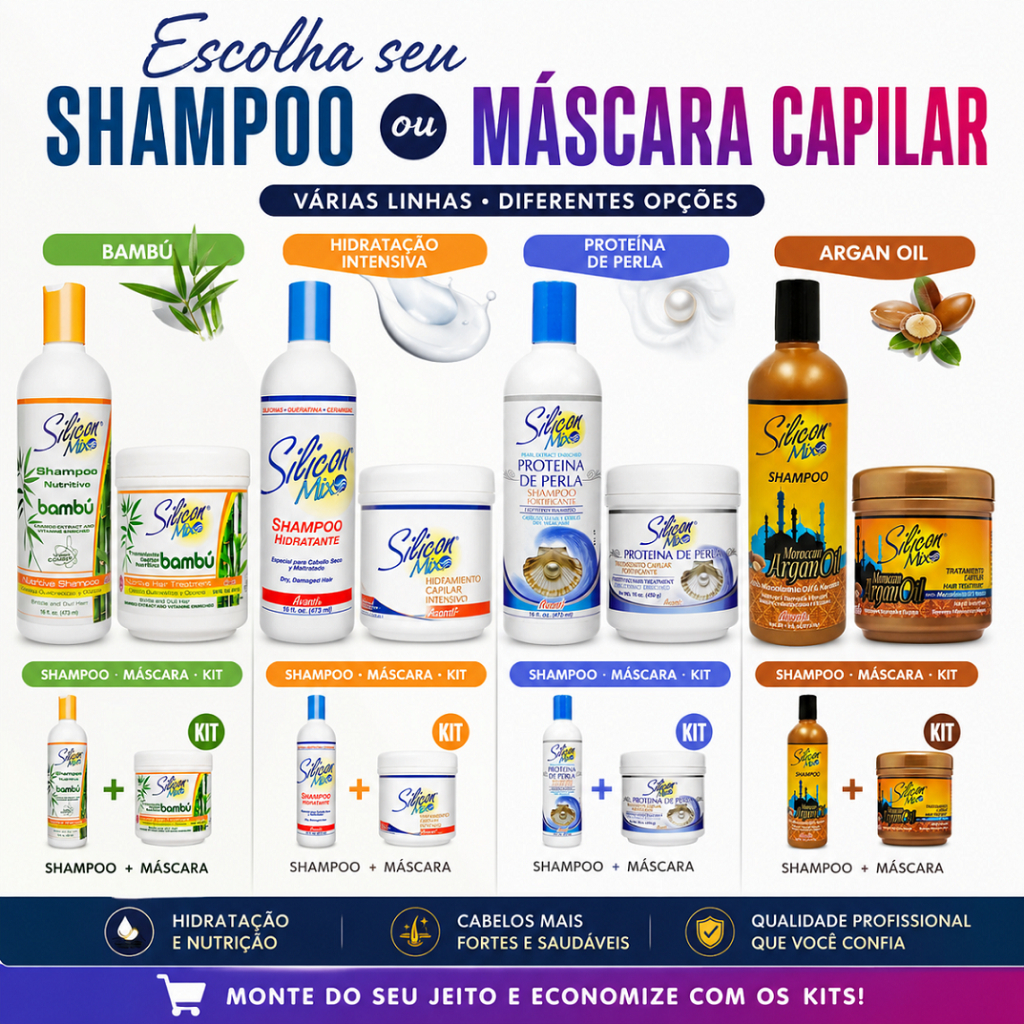 Silicon Mix Original Shampoo Máscara Kit Bambu Perla Argan Hidratação Intensiva Escolha a Variação