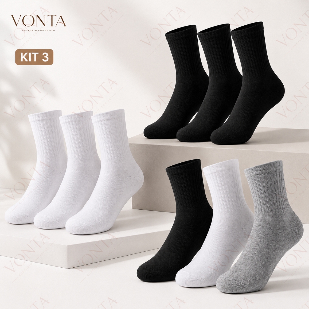 Meias masculina cano alto/longo