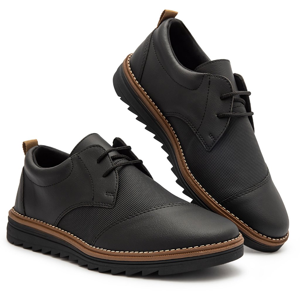 Sapato Masculino Oxford Loafer Sola Alta Tratorado Elegante Versátil Casual Confortável Casamento Culto Igreja