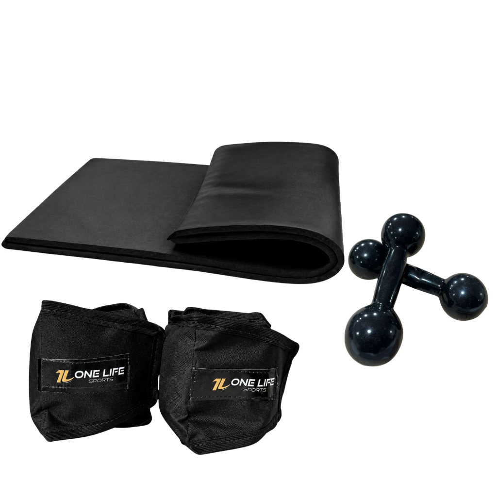 Kit Aeróbico Em Casa Caneleira 1 Kg + Colchonete + Halter 1