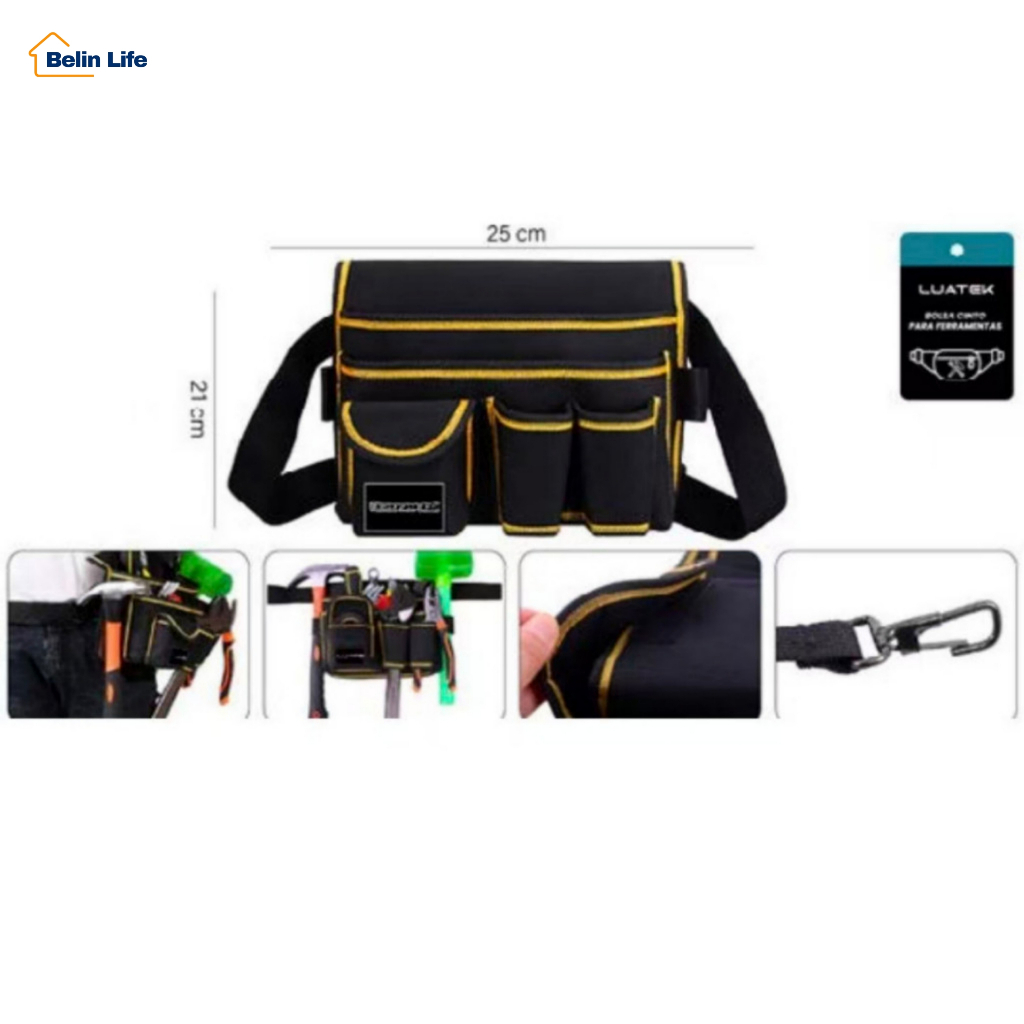 Pochete Bolsa Para Ferramentas De Cintura Luatek Tecido Oxford 25x21cm Profissional
