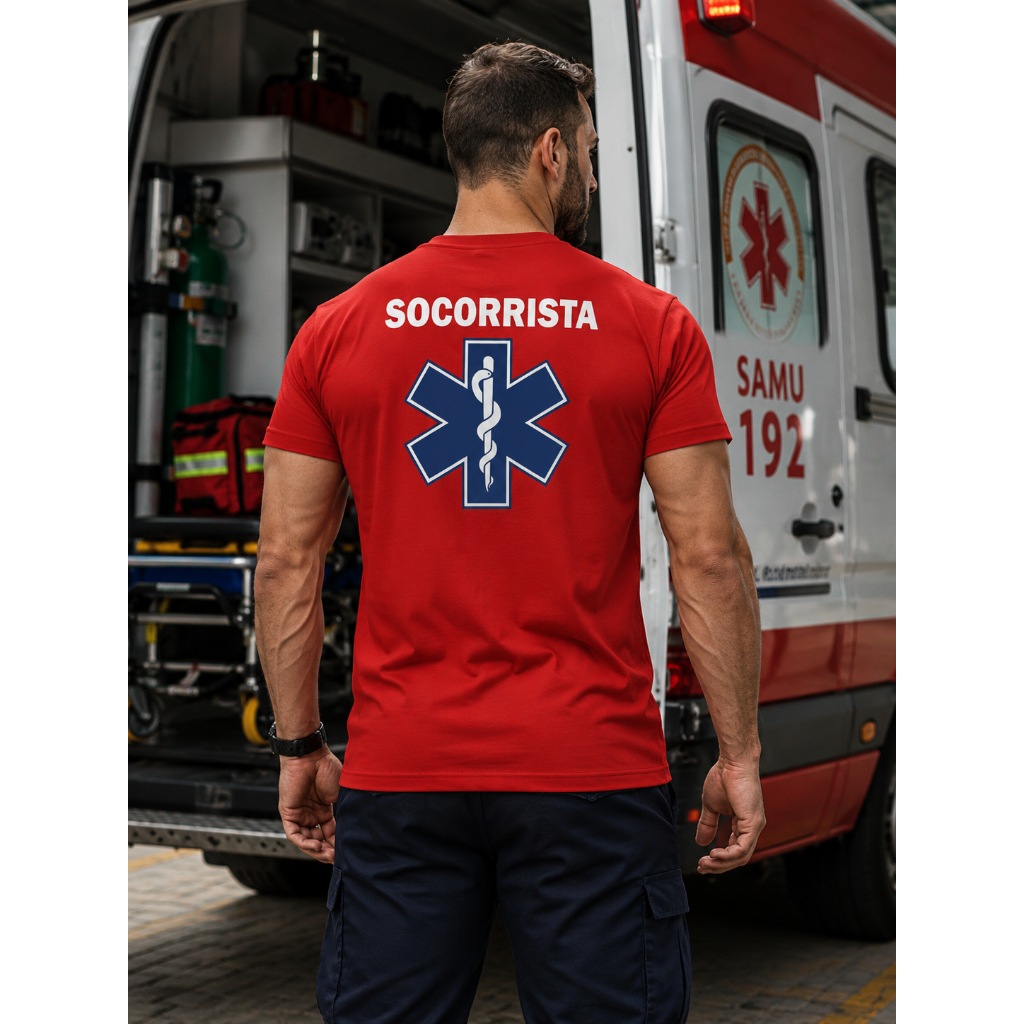 Camiseta socorrista 100% algodão leve confortável gola redonda- envio rápido