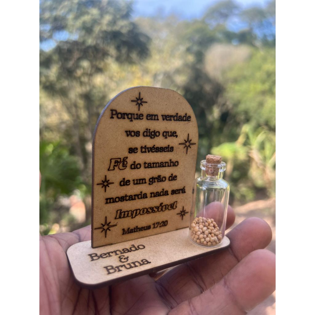 10 Lembrancinhas Grão de Mostarda Casamento Festa Encontros Confraternização em MDF Cru Personalizado