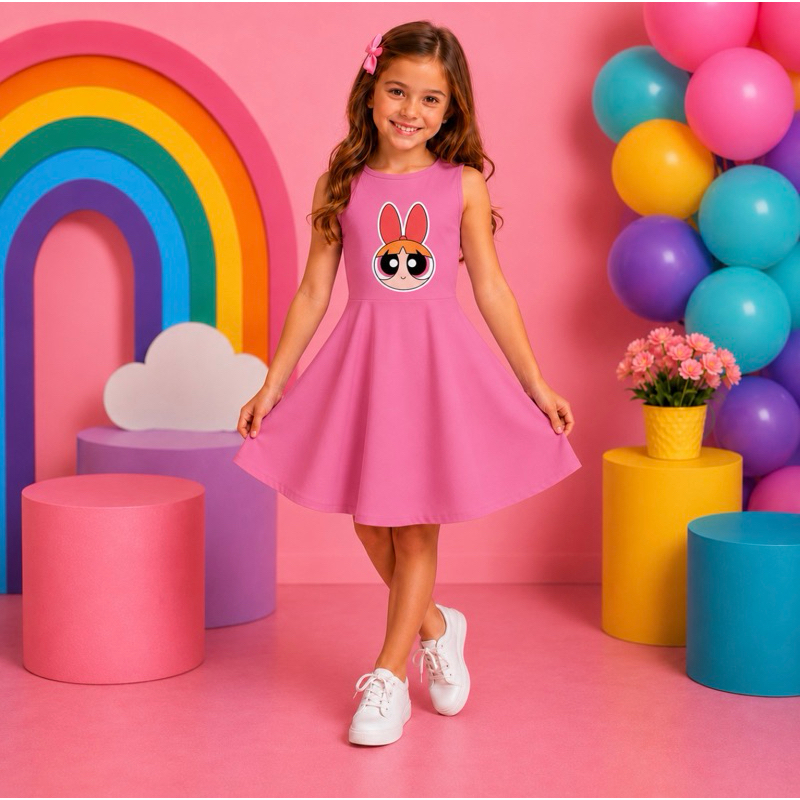Fantasia infantil e adulto personalizada  aniversário carnaval meninas super poderosas rosinha