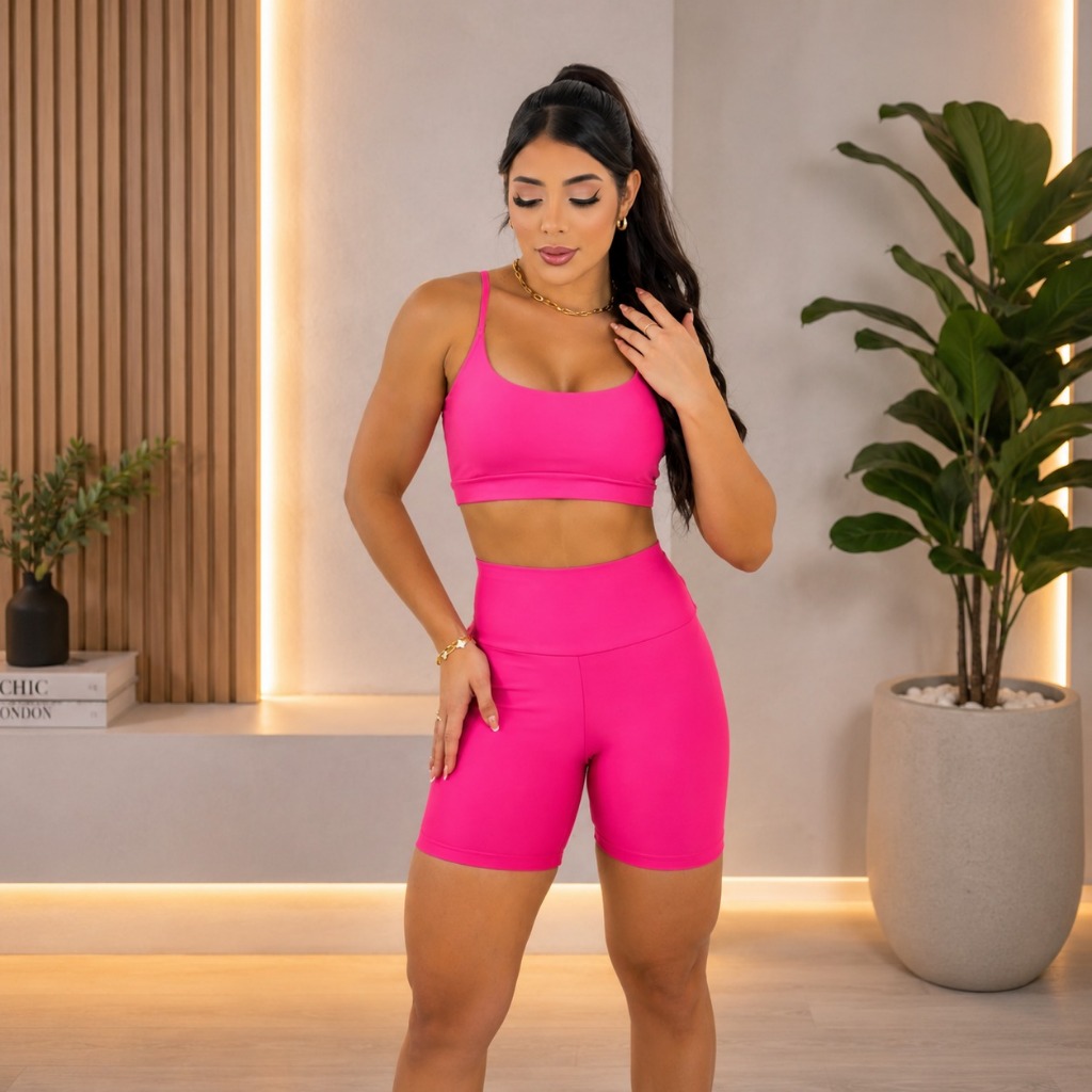 Conjunto Academia yoga Feminino Corrida Treino  Cintura Alta Não Marca Sem Transparência Poliamida Premium Moda Paty