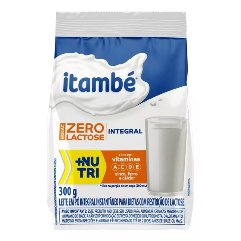 Leite em Pó Integral Zero Lactose Itambé 300g - Sem Lactose, Rico em Cálcio, Sabor Cremoso