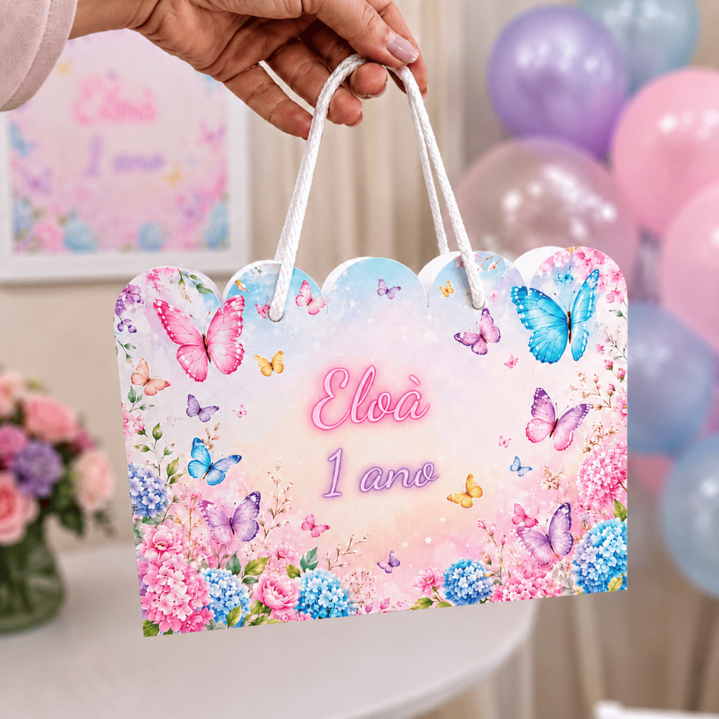 Saquinho Surpresa Festa Personalizado Caixa Sacolinha Borboleta