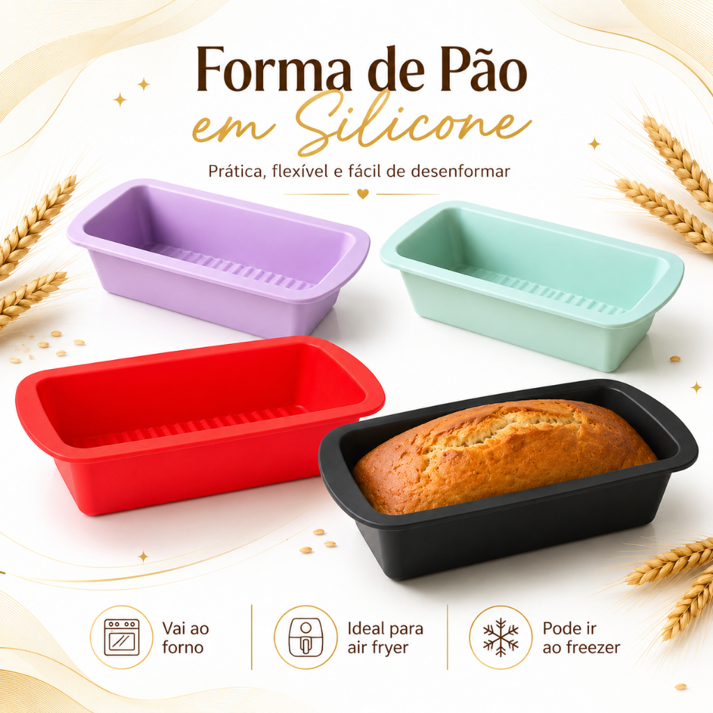 Forma de Silicone para Pão Bolo Air Fryer Forno Assadeira Antiaderente
