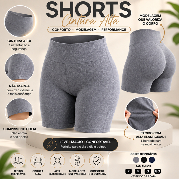 Bermuda Ciclista Lisa Shorts Academia Cross Fit Treino  Ginastica Cintura Alta Legging