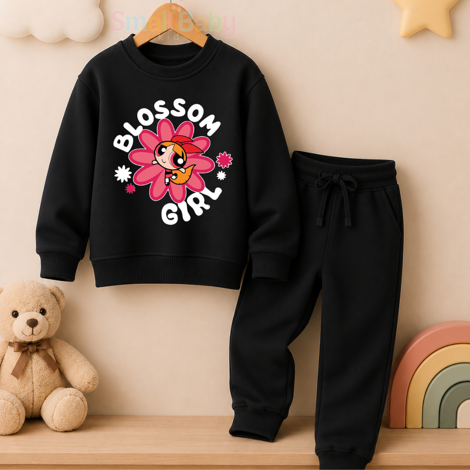 Conjunto Moletom Careca e Calça Infantil Meninas Super Poderosas Peluciado Quentinho Estiloso