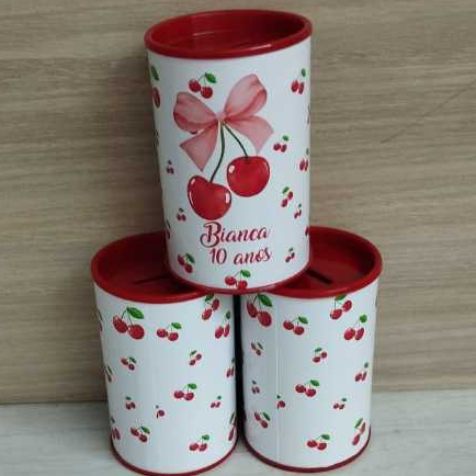 10 cofrinhos personalizado para festa infantil lembrancinha cerejinha