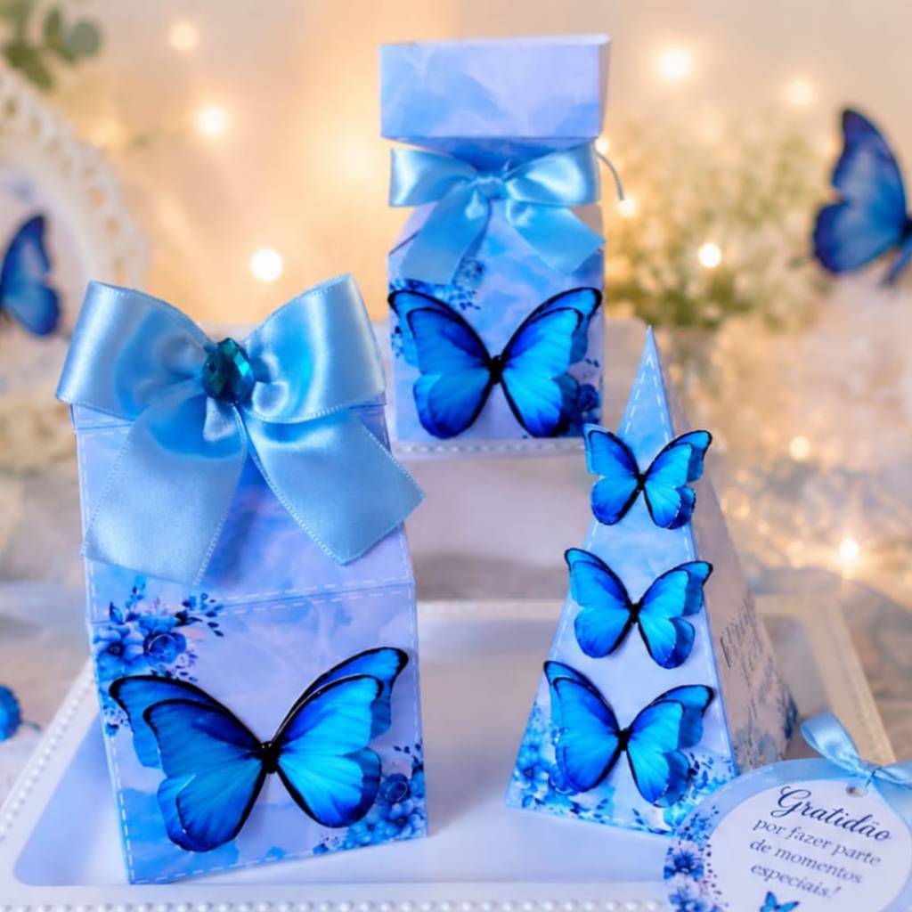 Kit Lembrancinhas Personalizadas Borboleta azul/ Caixinhas Personalizadas para festa Aniversário