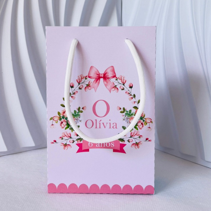 Sacolinha P Floral Jardim Encantado Personalizada | Sacolinha Surpresa Festa Infantil | Lembrancinha Aniversário Menina