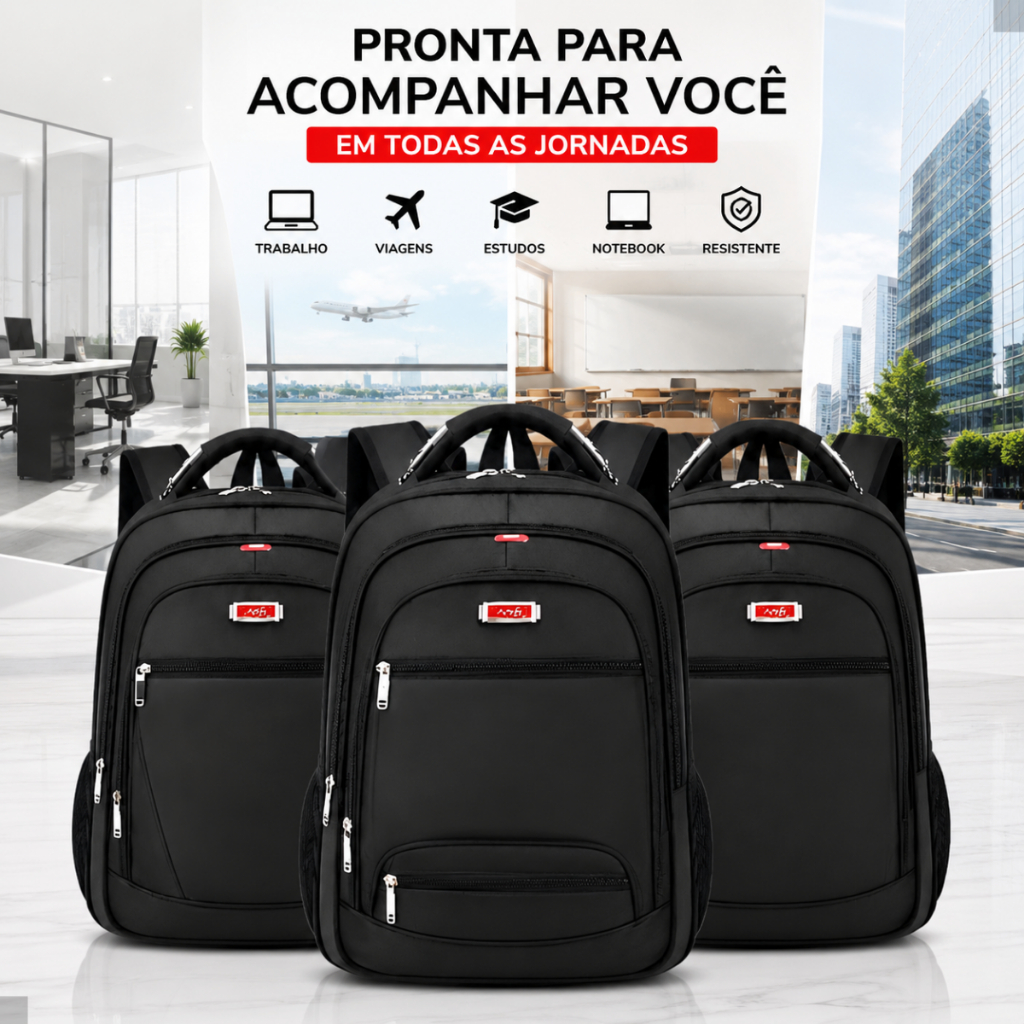 Mochila Masculina Impermeável Resistente Alça Aço Reforçada Notebook Escola Faculdade Trabalho