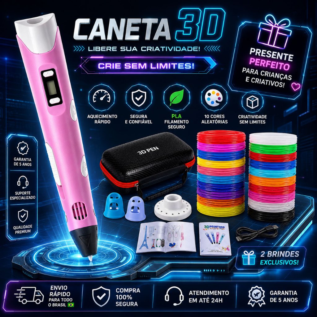 Caneta De Impressão Mágica 3D Grátis 10M DIY PLA Filamento, Tela, Desenho Brinquedo Presente De Aniversário Criança ABS