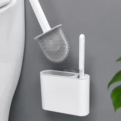 Escova para Vaso Sanitário Silicone 2 em 1 com Suporte Escova Sanitária Limpeza Profunda Sem Arranhar