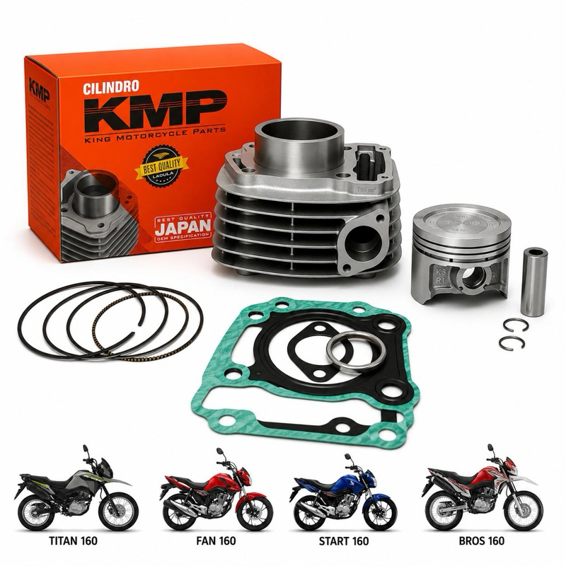 Kit Cilindro/ Pistão/ Anéis/ Honda Titan Fan Bros 160 Todos Anos Kmp