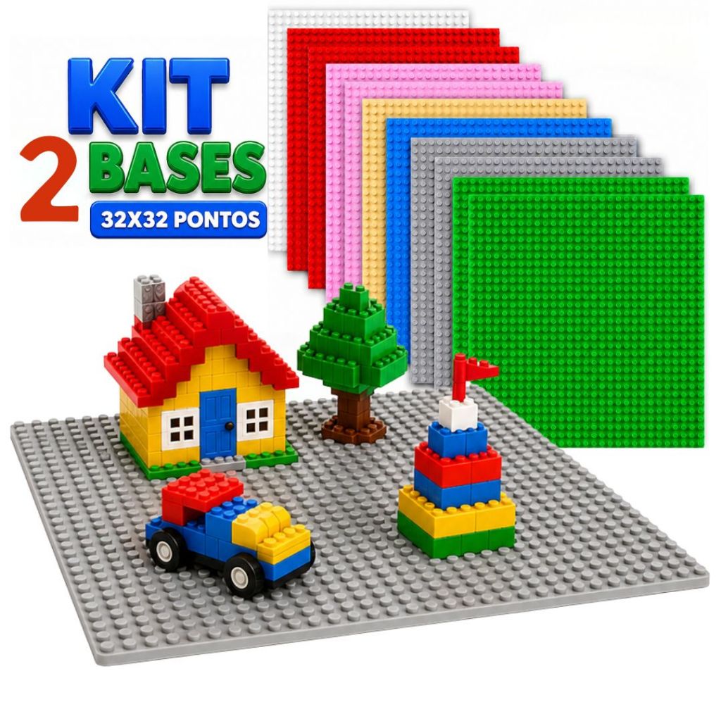 Base De Montar Blocos Base Clássica Pontos de Encaixar Boneco e Construção Brinquedo Menino Menina