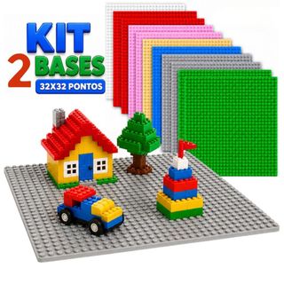 Base De Montar Blocos Base Clássica Pontos de Encaixar Boneco e Construção Brinquedo Menino Menina