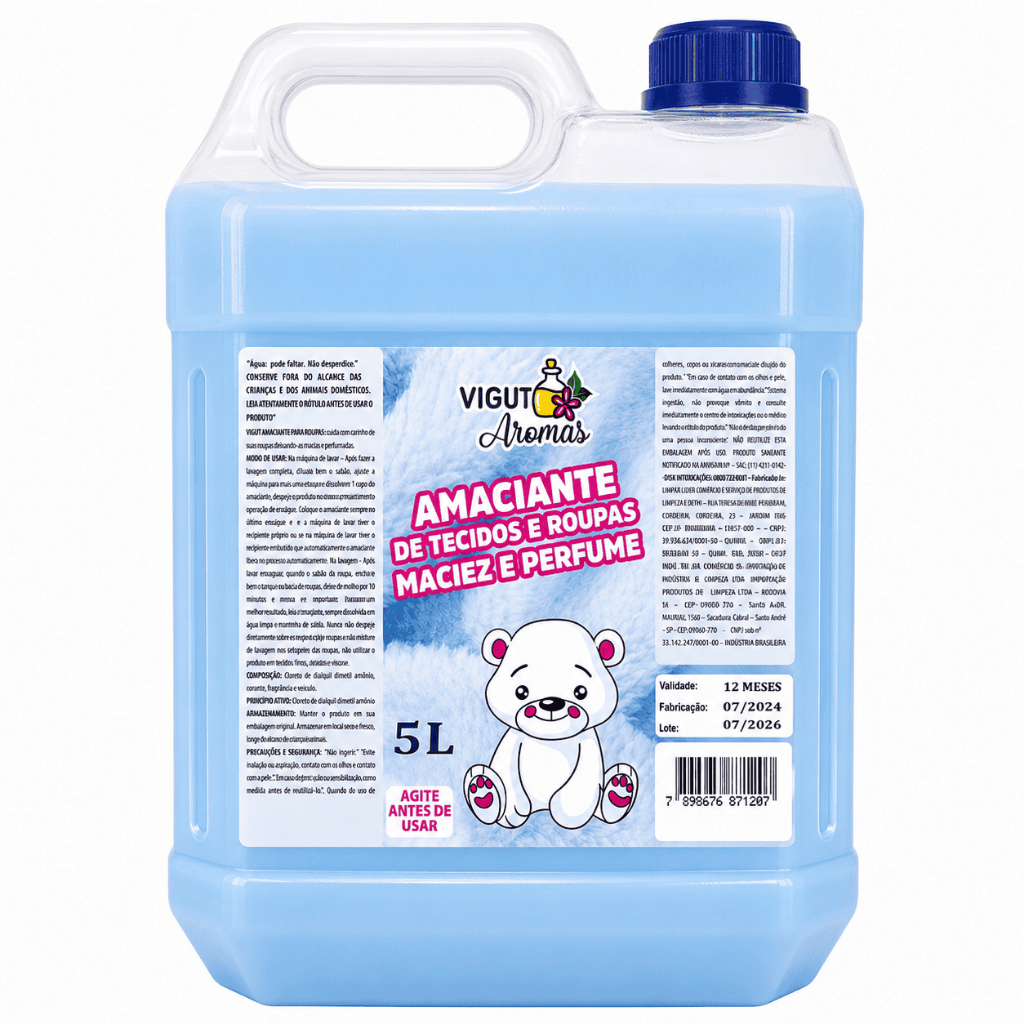 Amaciante de Tecidos e Roupas Vigut Aromas 5L | Maciez, Perfume Duradouro, para Roupas Brancas e Coloridas