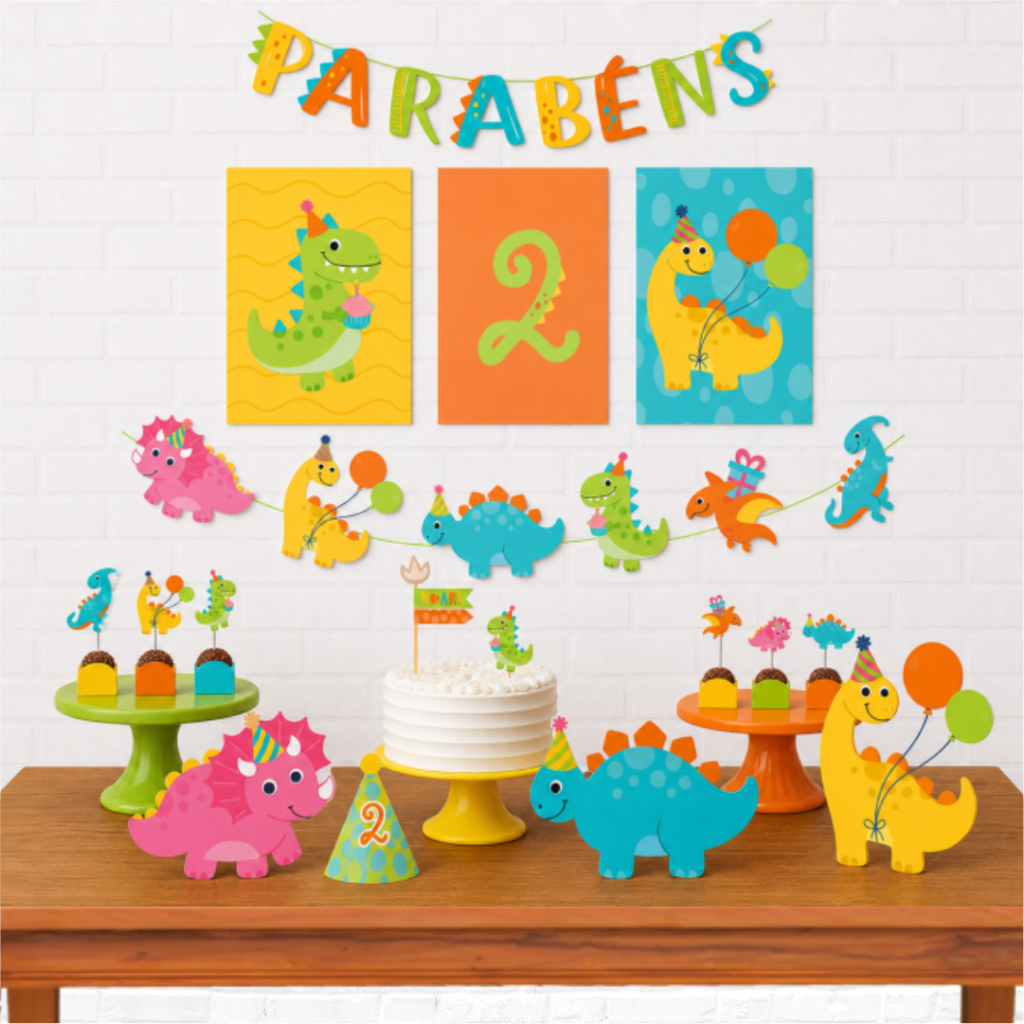 Kit festa Dinossauro personalizado, só um bolinho, aniversário, mesversário.