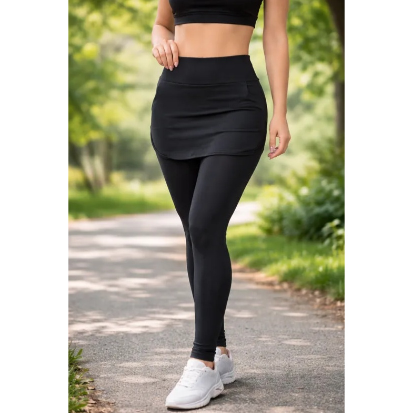 Calça Legging Saia Fitness Feminina Longa