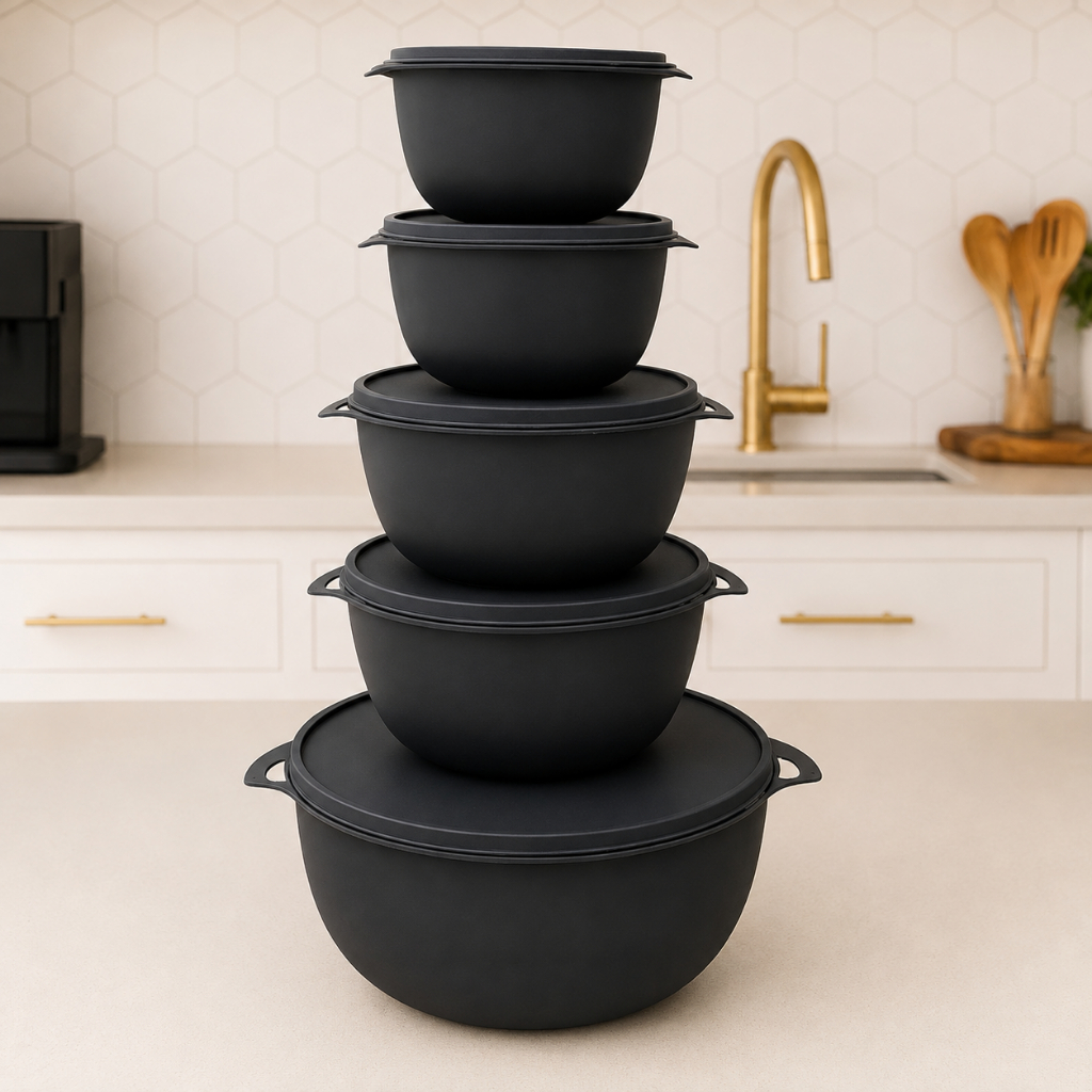 Kit 5 Potes Bowl Redondos com Tampa BPA Free para Mantimentos, Freezer e Micro-ondas — imagem 2 de 2