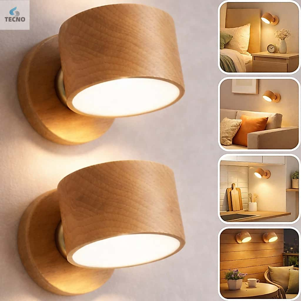 Kit 2 Arandela Led Recarregável Parede Abajur Cabeceira Luz Quarto Usb Interna Banheiro Cozinha Corredor Lâmpada Gira