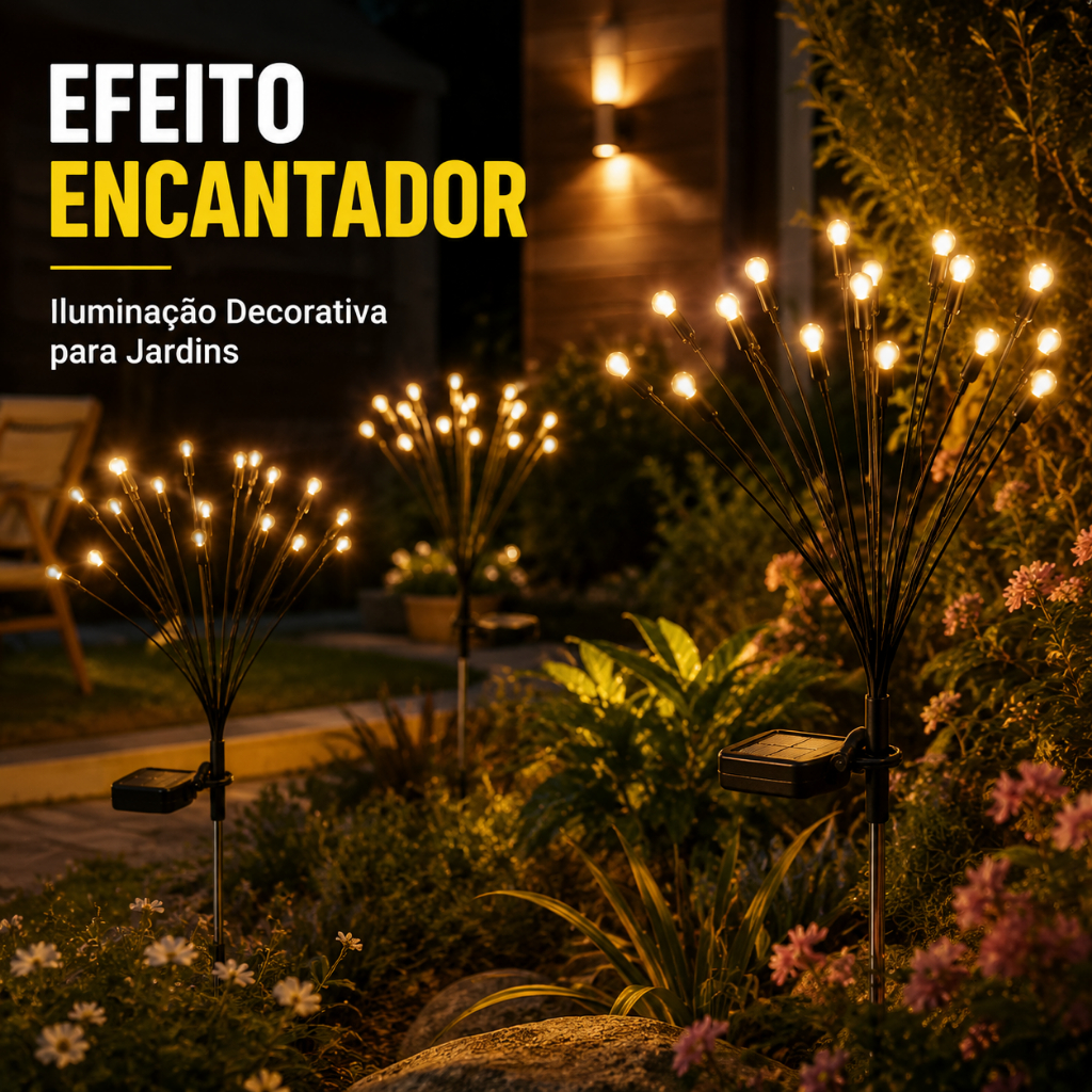 Luminaria De Jardim Em Forma De Vagalume Placa Solar Espeto Luz Led Decoração