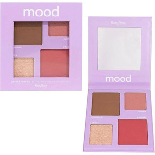 PALETA RUBY ROSE MOOD BEYOND WORDS BLUSH, CONTORNO E ILUMINADOR HBF586