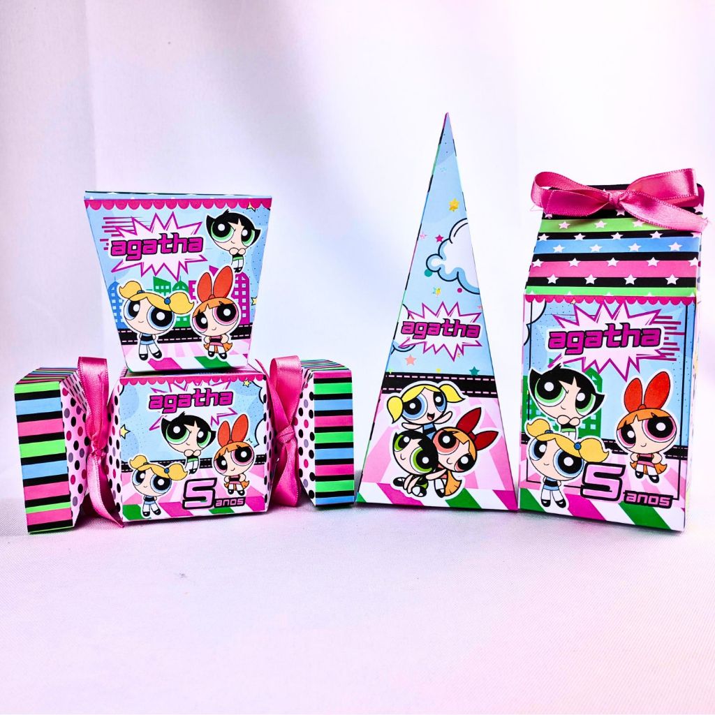 Kit 10 a 50 Caixinhas Personalizadas Lembrancinhas As Meninas Super Poderosas Para Festa Aniversario Festinha