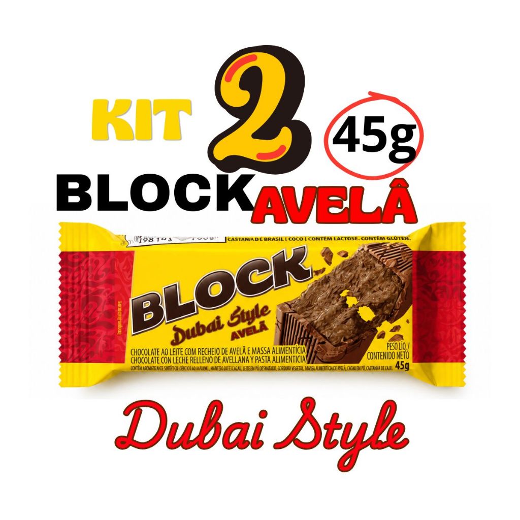 Kit 2 Block Dubai Style Avelã 45g