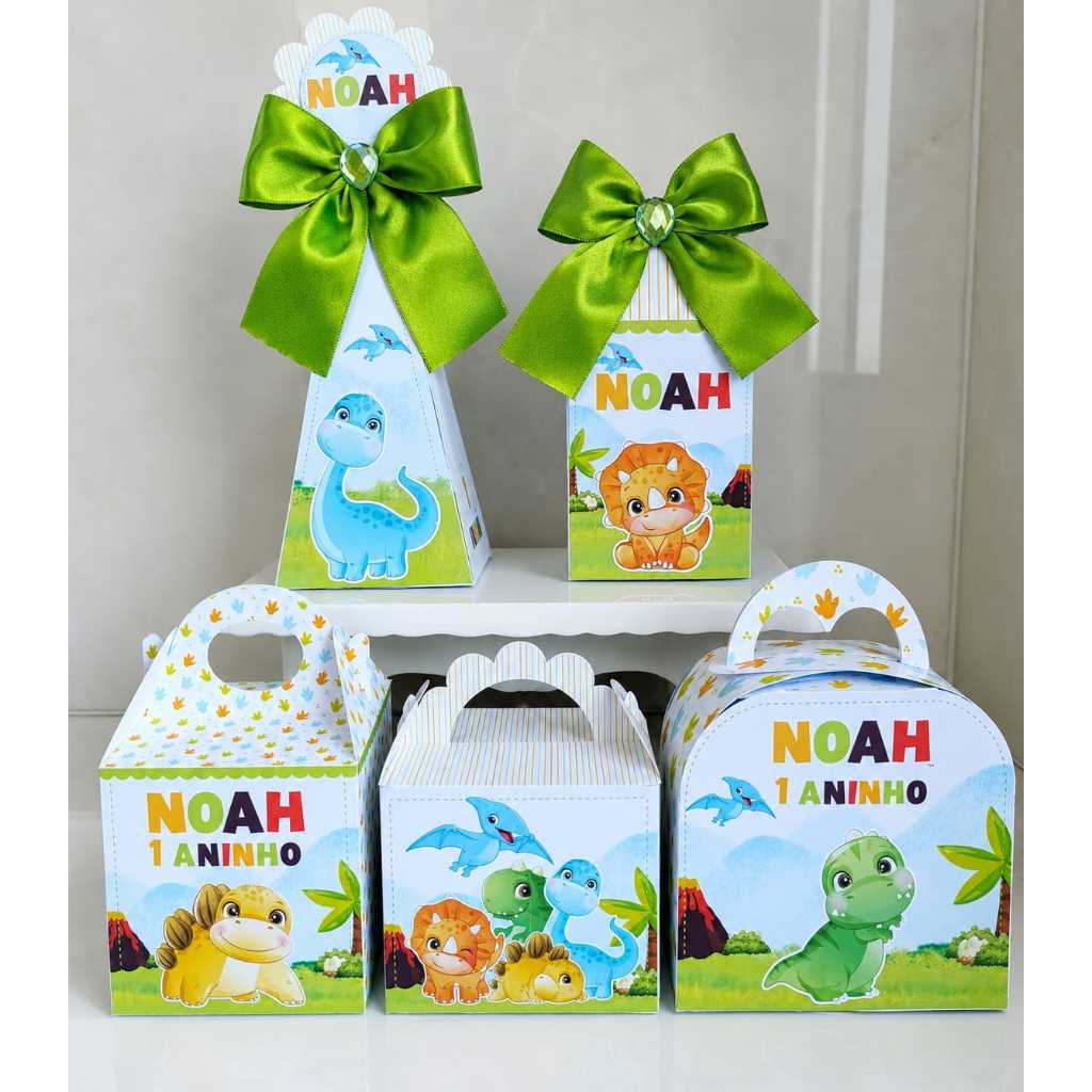 Kit Caixas Dinossauro Baby Personalizado Lembrancinha de Festa Infantil Aniversário