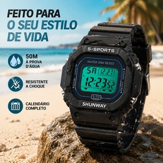 Relógio Masculino Digital À Prova D'Água Cronômetro De Pulso Led Original Militar Esportivo