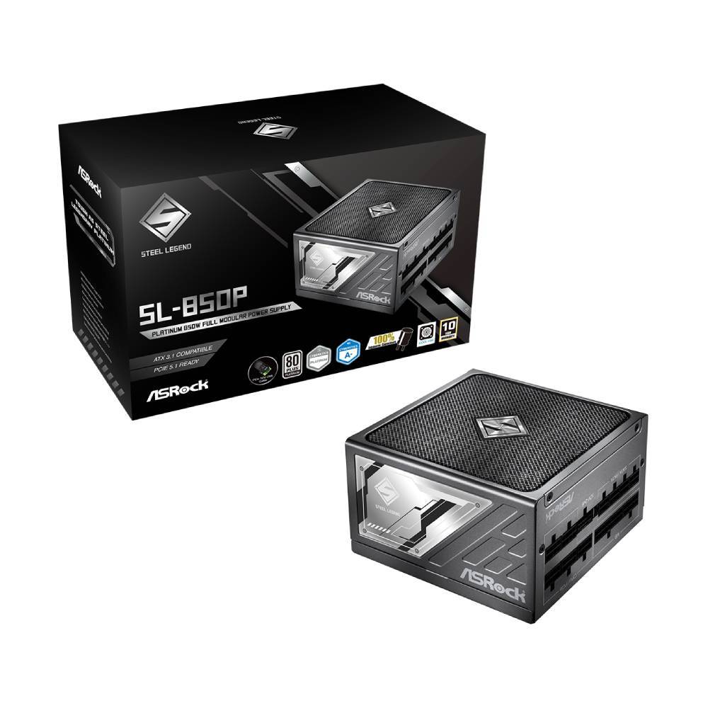 Fonte de Alimentação ASRock Steel Legend 850W 80 Plus Platinum Full Modular C/ Cabo - SL-850P