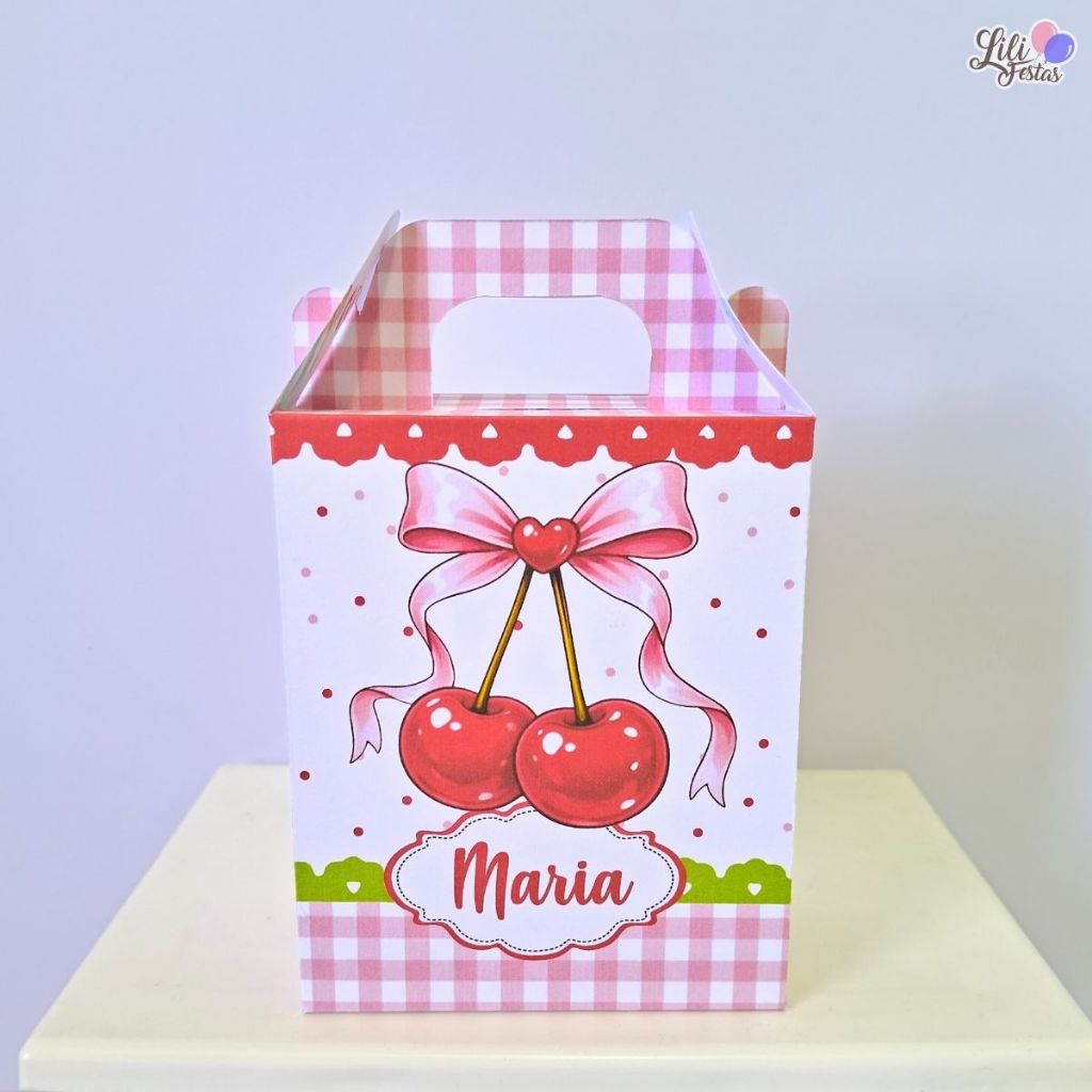 Maletinhas Cerejinha Personalizadas de Montar Caixa Surpresa Lembrancinhas Kit Festa