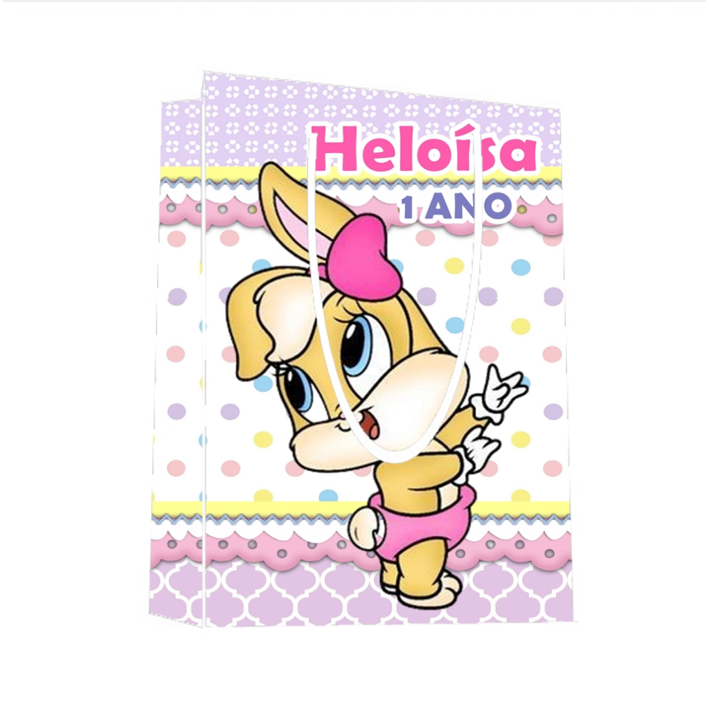 Sacolinha Baby Looney Tunes Menina Personalizada para Aniversário/ Lembrancinha Festa Infantil / Qualquer nome e idade