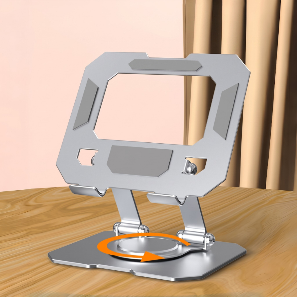 Suporte de Mesa Giratório 360° para Tablet e Celular B01 em Aço Carbono Dobrável e Ajustável
