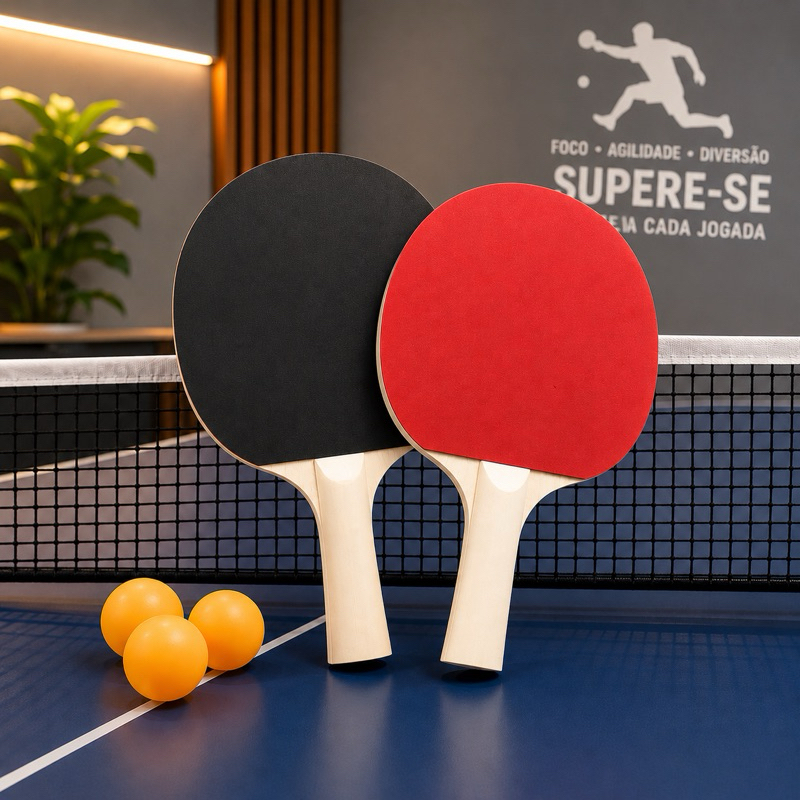 Kit 2 Raquetes Tênis de Mesa Profissional + 3 Bolas Ping Pong Brinquedo Diversão ENVIO IMEDIATO