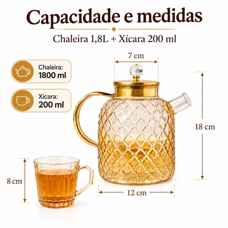 Conjunto de Chá VidroViva 5 Peças em Vidro Âmbar — foto 7