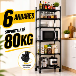 Estante 5/6 Prateleiras Aço Multiuso - Organizador para Cozinha, Casa e Escritório