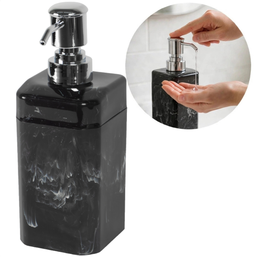 Porta Sabonete Líquido Shampoo Álcool Prático com Fixação Adesiva de Parede e Válvula Dosadora Prático