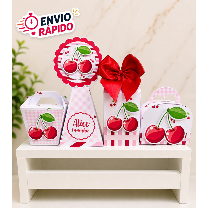 ENVIO RÁPIDO Kit Festa Cereja Cerejinha | aniversário | mesversario | personalizados | lembrancinha