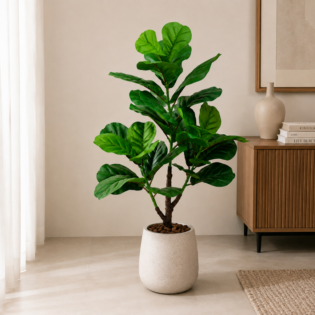 Planta Artificial Ficus Lyrata  Realista Decorativa Elegante Sala Escritório Premium